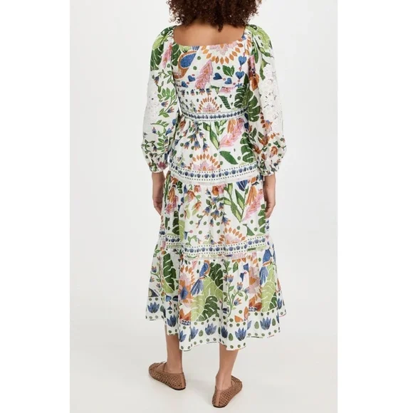 FARM Rio Summer Garden Embroidered Midi | Sz M - Picture 2 of 9